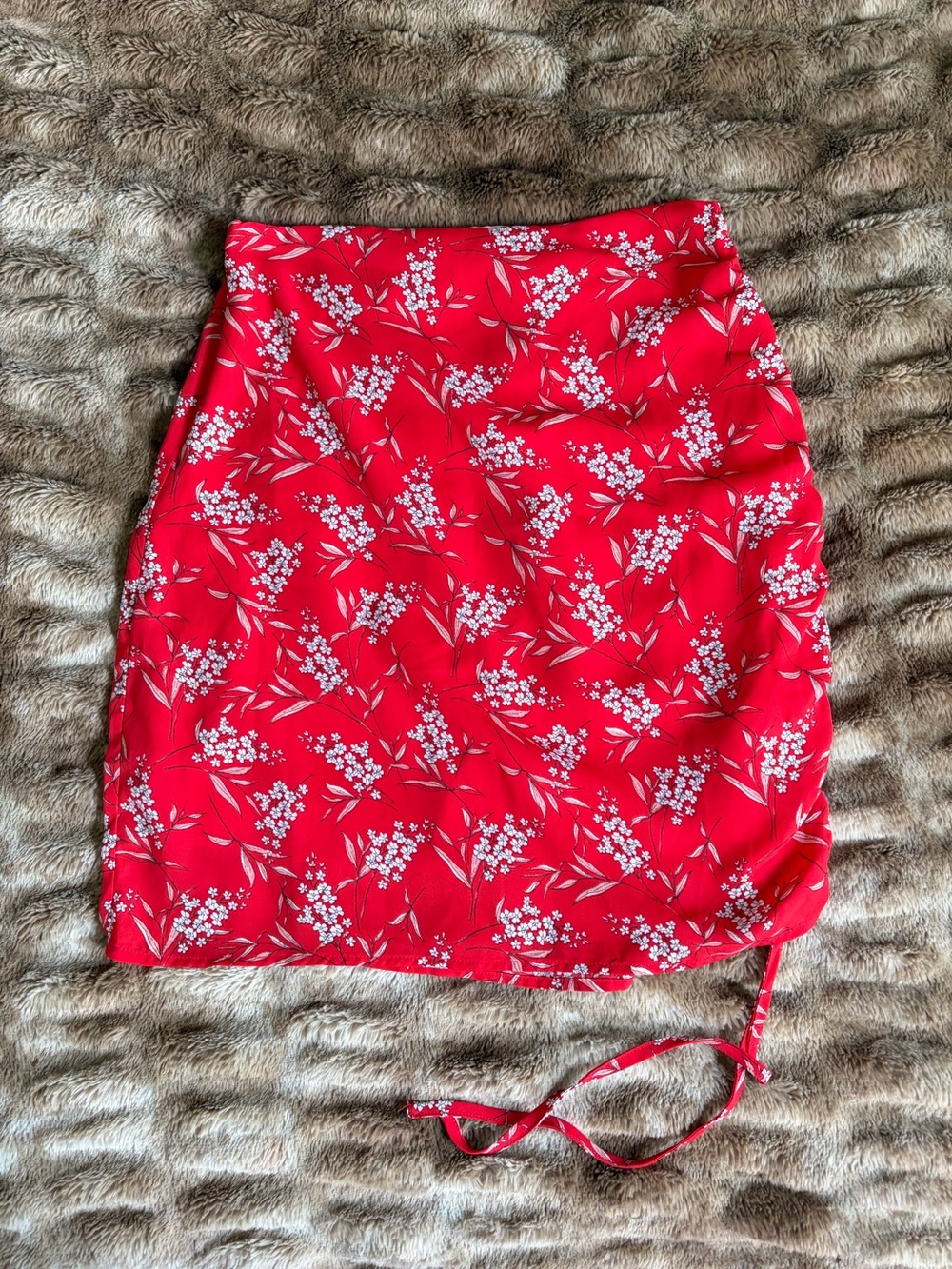 Red Floral Ruched Side Women’s Skirt